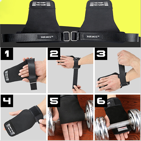 Găng Tay Tập GYM Lifting Grips Aolikes Pro Hở Mu Bàn Tay