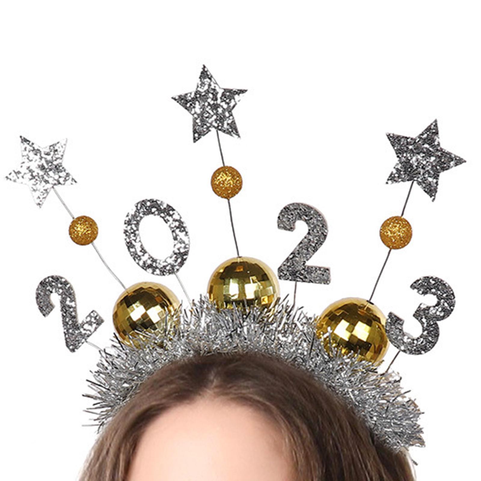 4 2023 New Year Headbands Tiara Headdress for Costume New Years Eve Cosplay