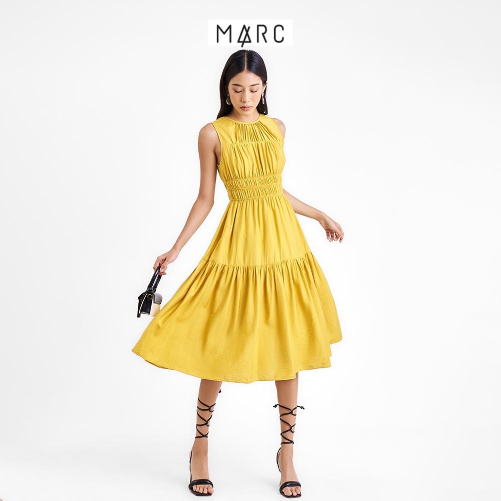 Đầm nữ MARC FASHION midi sát nách rút nhún ngực thun eo FAVH039722