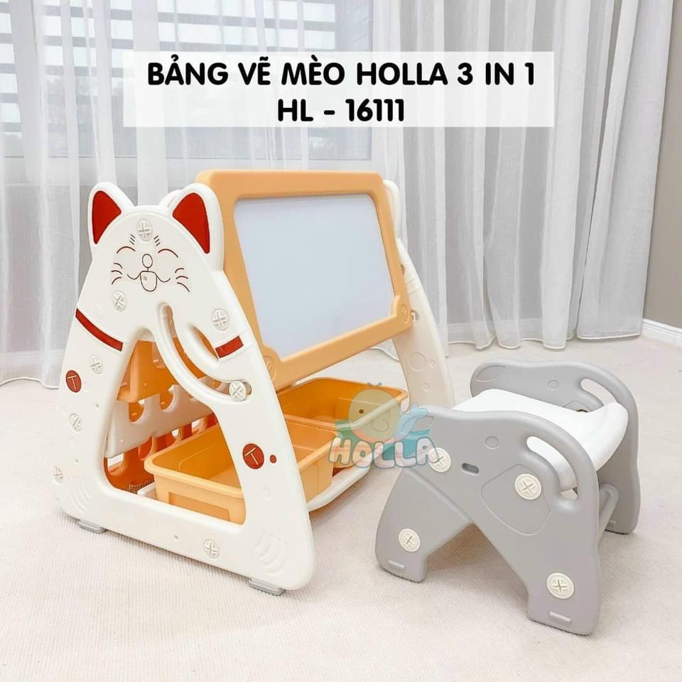 Bảng Vẽ Bàn Học Giá Sách Mèo Holla Cho Bé 1-7 Tuổi - Tặng Kèm Ghế