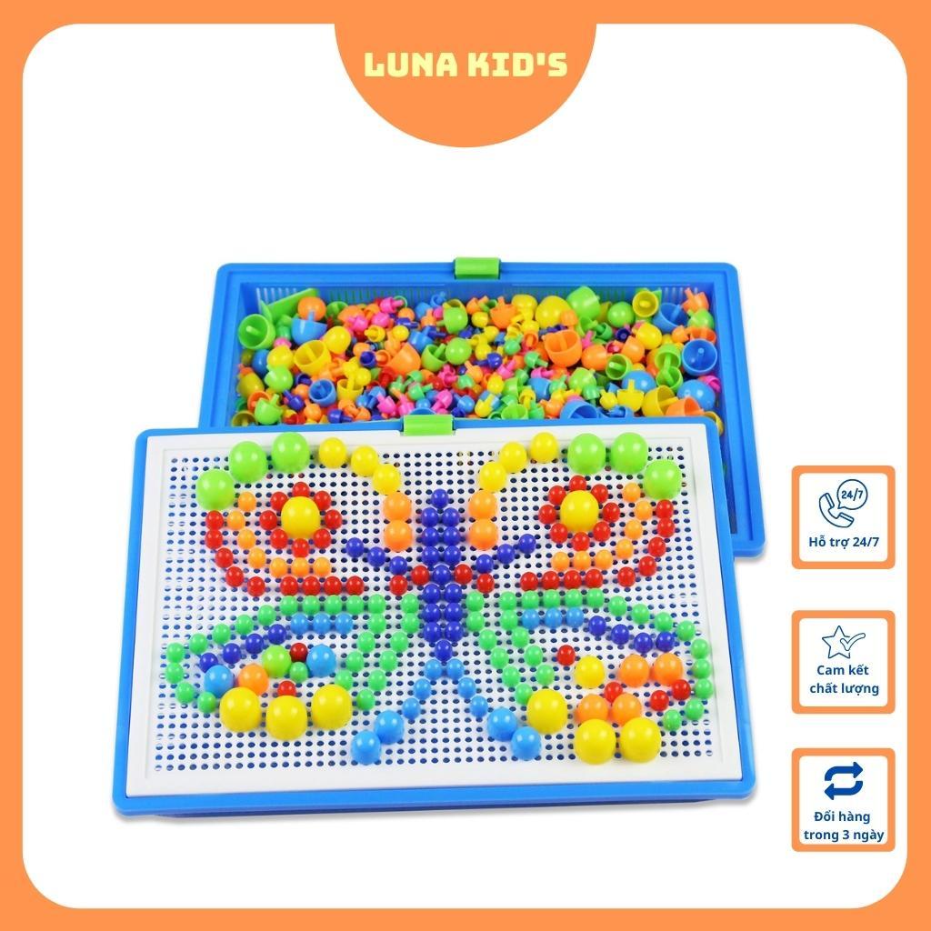 Đồ chơi lắp ghép Bộ Ghép Hình Hạt Nấm Nhựa 296 Chi Tiết Cho Bé Phát Triển Trí Sáng Tạo Luna Kid's