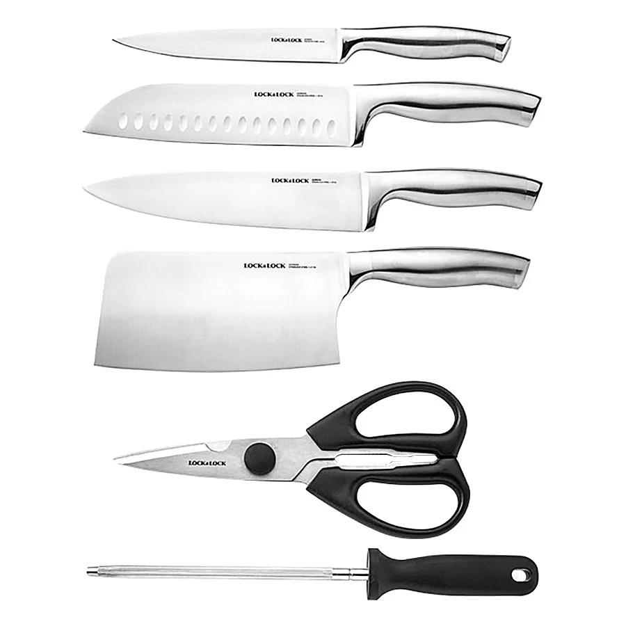 Bộ Dao Bằng Thép Không Gỉ Cao Cấp 7 Món LocknLock CKK301, Hàng Chính Hãng, Có Hộp Đựng - JoyMall