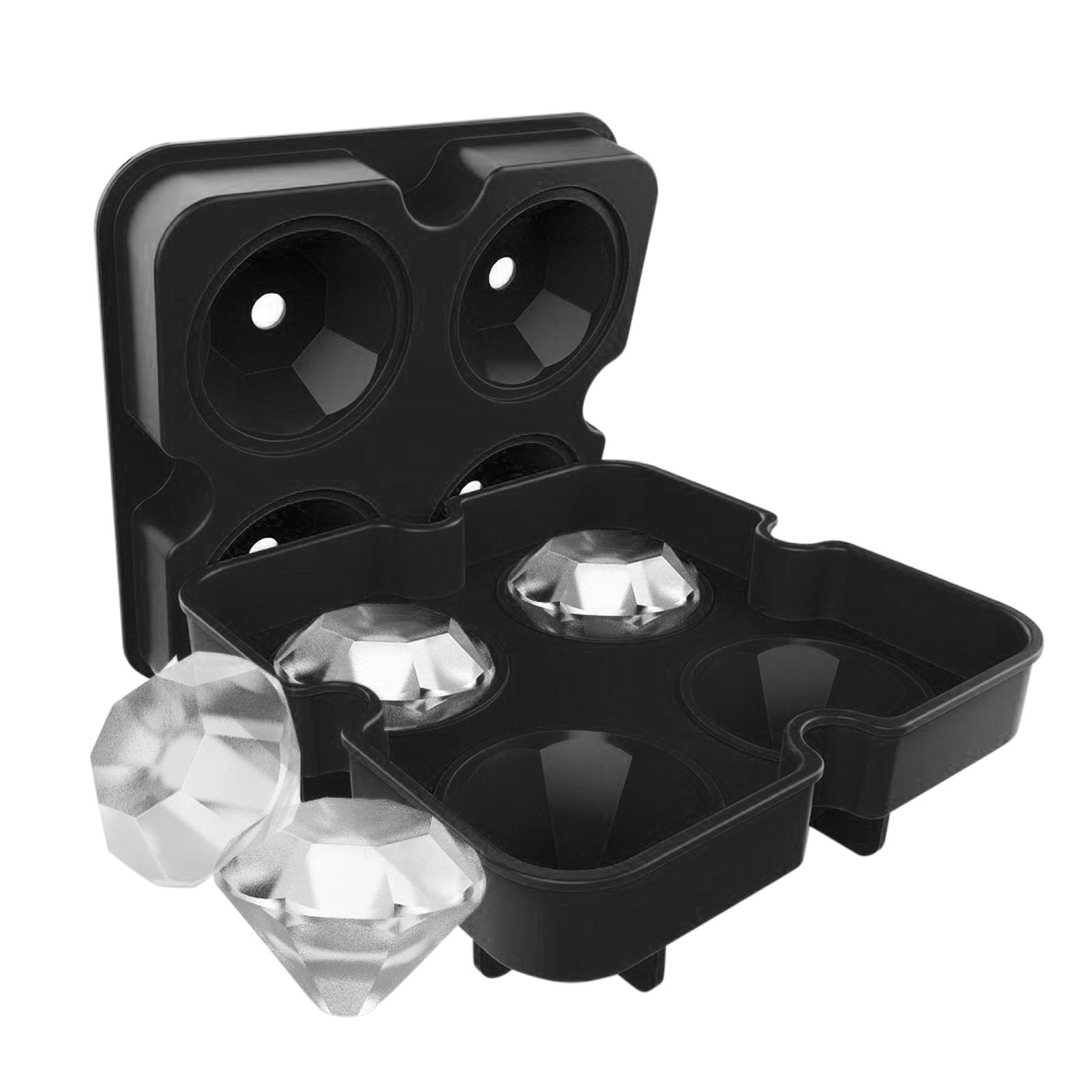 Khay làm đá bằng silicon 4 khoang tạo hình khối kim cương dùng trong pha chế Cocktail