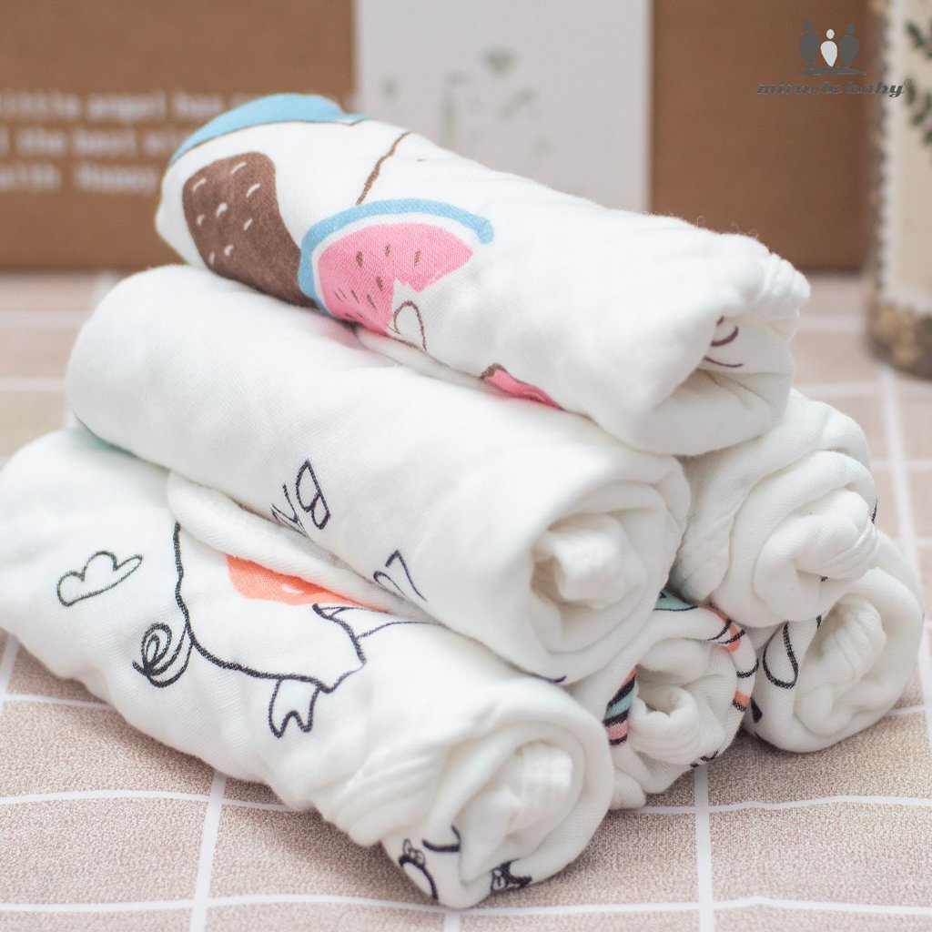 Khăn sữa xô 4 lớp, khăn xô khăn lau mặt Miraclebaby cao cấp 100% cotton mềm mại cho da em bé - 30x30cm