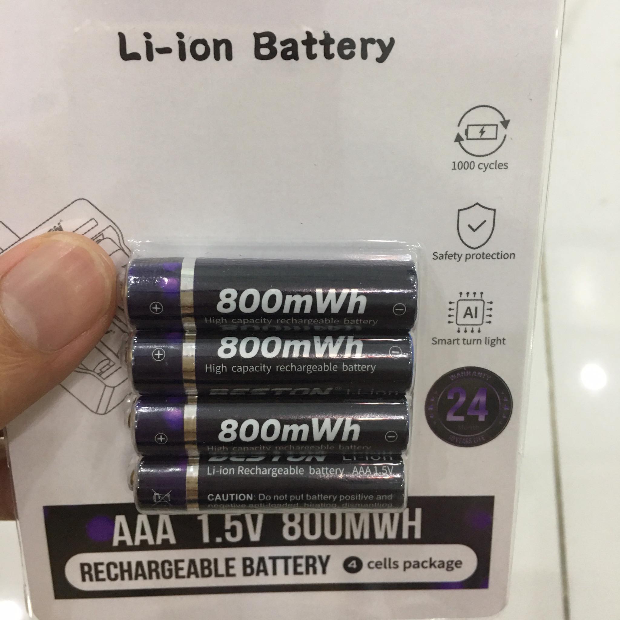 Bộ 4 viên pin đũa sạc Beston AAA Lithium 1.5V cao cấp Dung lượng cao Dùng cho điều khiển tivi, điều hòa