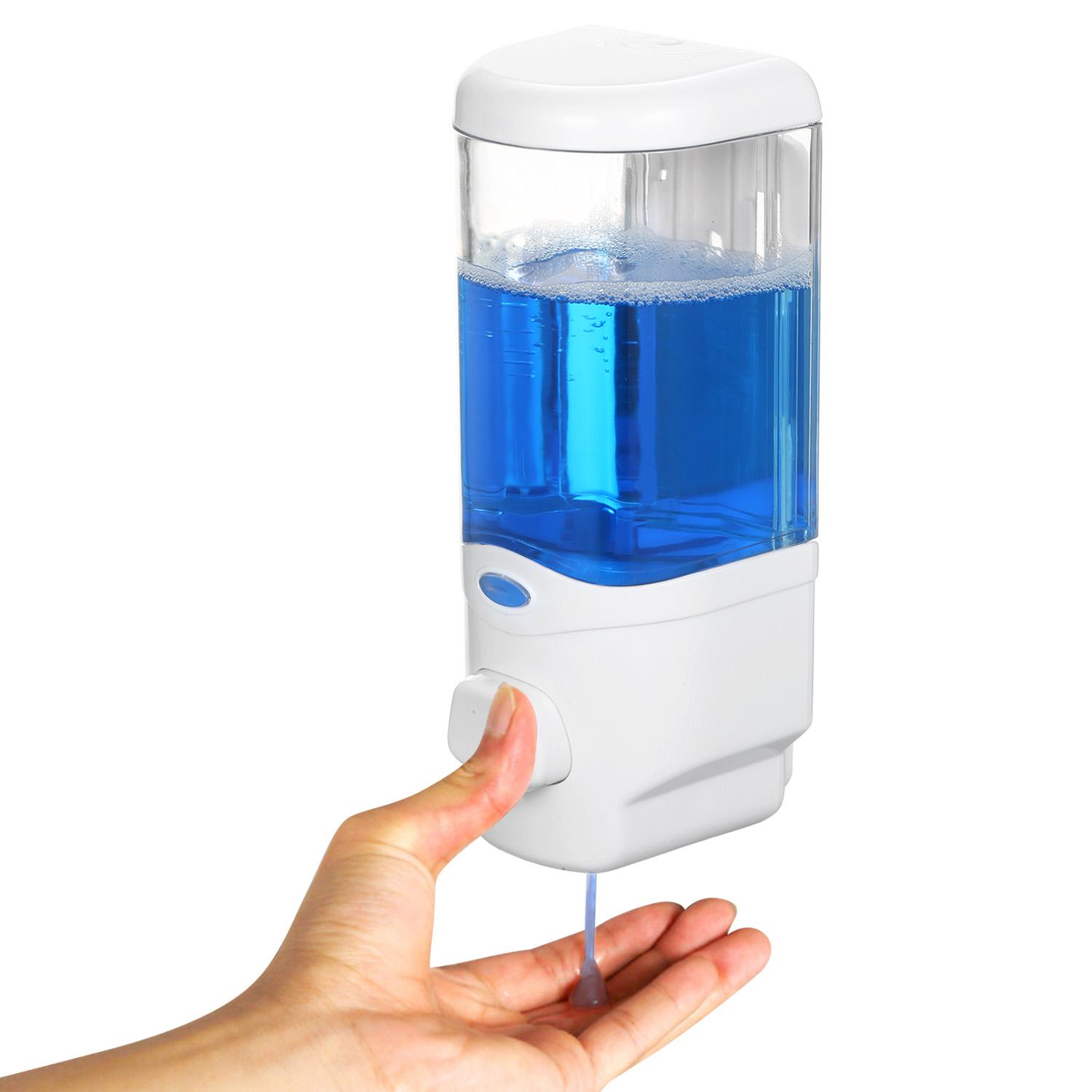 300mL Manual Soap Dispenser Wall Mounted Dish Liquid Lotion Gel Shampoo Chamber Dispenser for Bathroom Kitchen Home