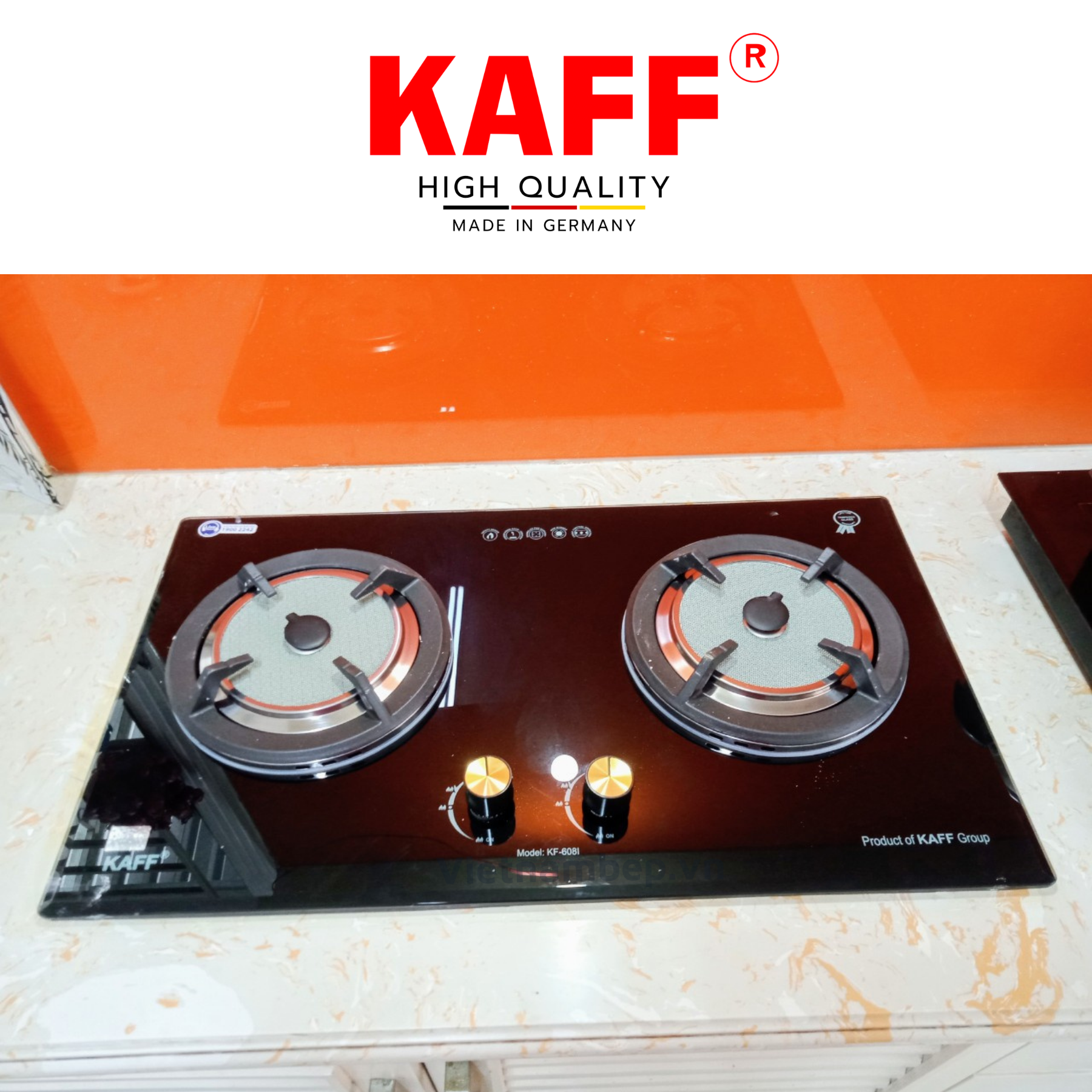 Bộ Bếp ga âm KAFF KF- 608I bao gồm: Bếp ga + chảo chống dính cao cấp + bộ van ga - Hàng chính hãng