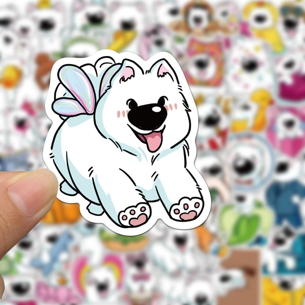 Sticker chó samoyed chibi hoạt hình cute trang trí mũ bảo hiểm,guitar,ukulele,điện thoại,sổ tay,laptop-mẫu S33