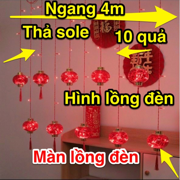 Dây Đèn Thả Màng 5m ( 10 Lồng Đèn ) Có Nối