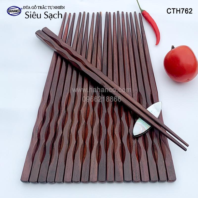 Đũa Nhật gỗ trắc đầu lượn sóng (10 đôi) - CTH762 - đũa gỗ siêu sạch - An toàn cho sức khỏe