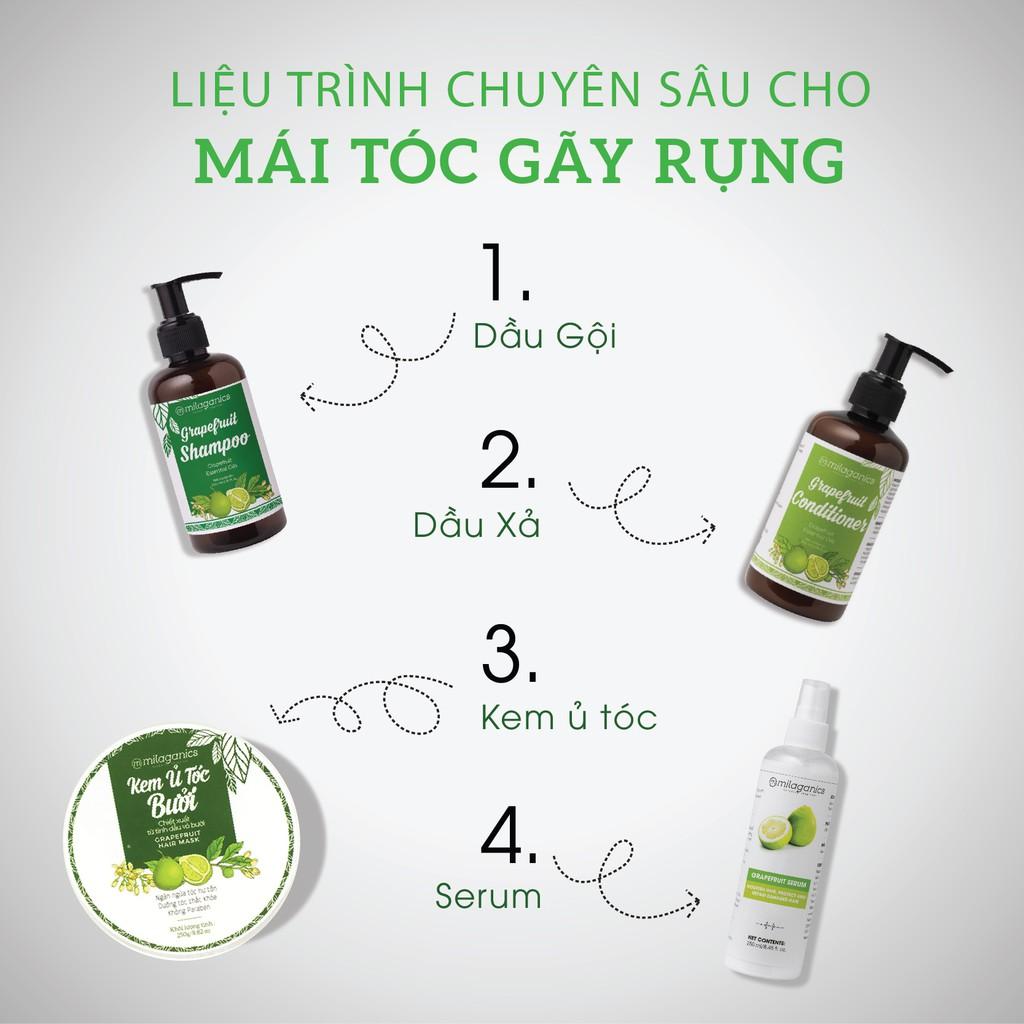 Dầu Gội Bưởi Kích Thích Mọc Tóc &amp; Làm Sạch Da Đầu Từ Tinh Dầu Bưởi Nguyên Chất MILAGANICS 250ml (Chai)