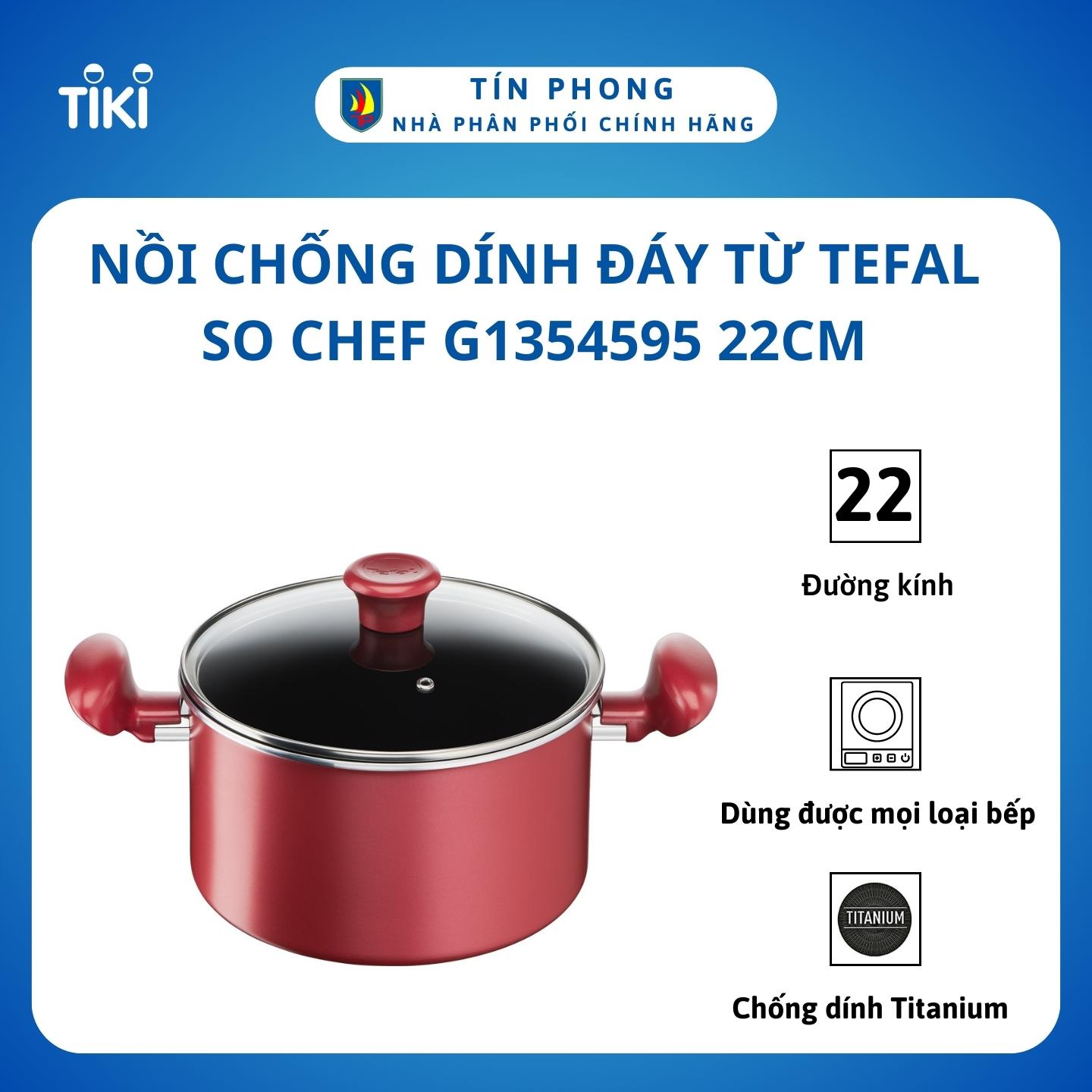 Nồi chống dính đáy từ Tefal So Chef 22cm, dùng cho mọi loại bếp- Hàng chính hãng