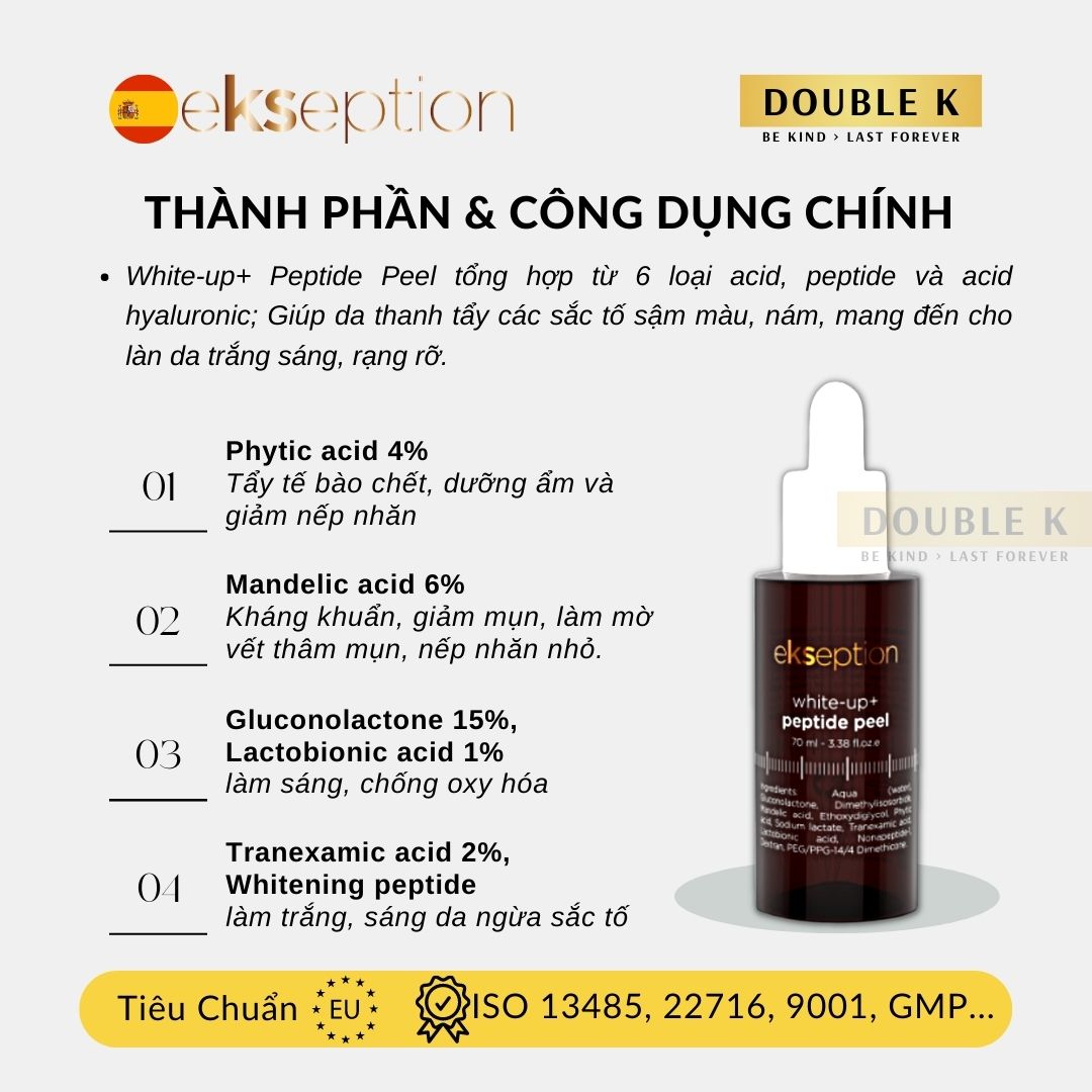 ekseption White-Up Peptide Peel - Sáng Da, Mờ Thâm Sạm Nám, Tươi Trẻ Làn Da - Double K