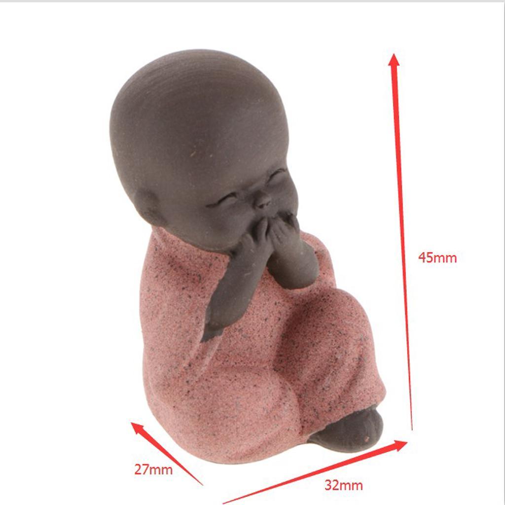 4x Ceramic Small Buddha Statue Monk Figurine Tea Pet Decorative Ornaments