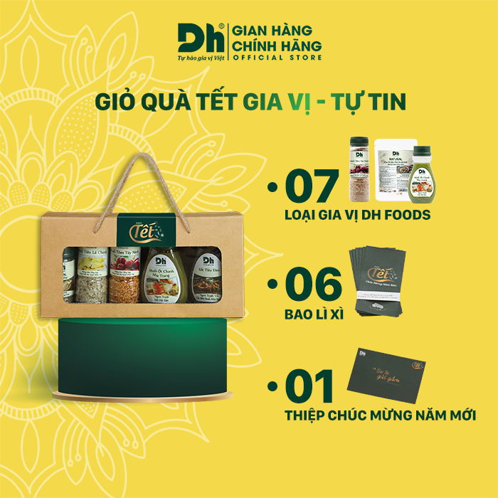 Giỏ Quà Gia Vị - Tự Tin - Combo Trọn Bộ 7 Loại Gia Vị Dh Foods