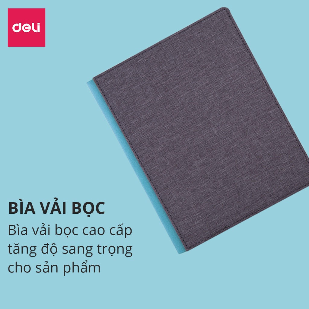 Sổ Tay Ghi Chép Mini Cao Cấp Bọc Vải Gáy Da 160 Trang Nusign Deli - Tích Hợp Ví Phù Hợp Làm Sổ Bỏ Túi Kế Hoạch Planner Làm Quà Tặng Sang Trọng - NS245