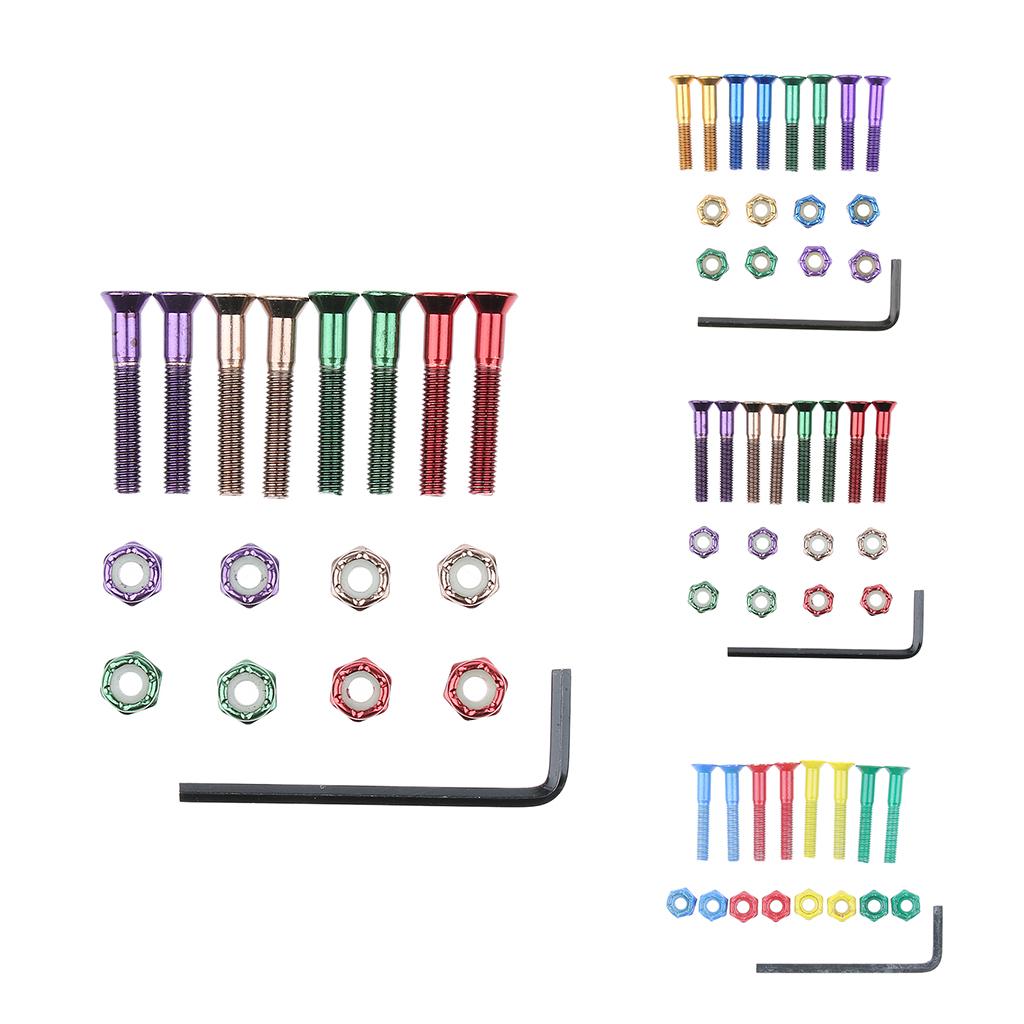 8pcs Replacement Skateboard Truck Hardware Set Longboard Screws Bolts Nuts