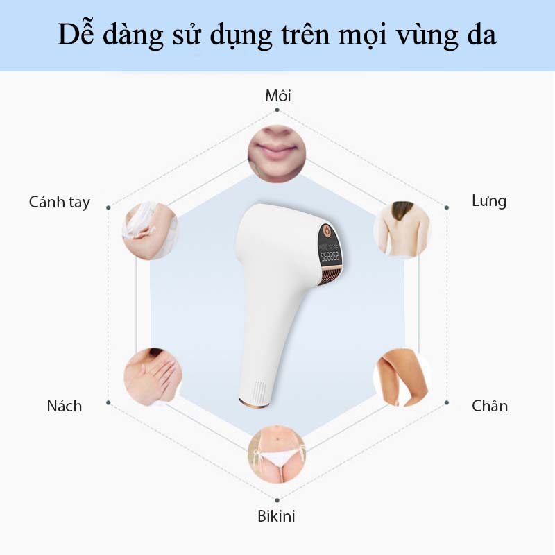 Máy Triệt Lông Mini Tẩy Lông Vĩnh Viễn Đa Năng 5 Cấp Độ Trẻ Hóa Da Dùng Được Toàn Thân Máy Wax Lông Cao Cấp Vô Hạn Xung Giúp Thu Nhỏ Lỗ Chân Lông Không Kích Ứng Cảm Biến Ánh Sáng Tự Động Hiệu Quả Sau 8 Tuần Sử Dụng