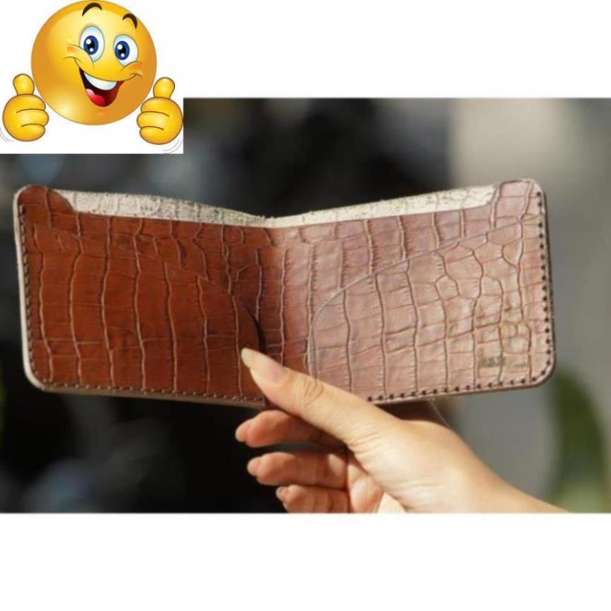 VÍ SIMPLE DA BÒ THẬT VÂN CÁ SÂU - CHÍNH HÃNG RAM LEATHER .