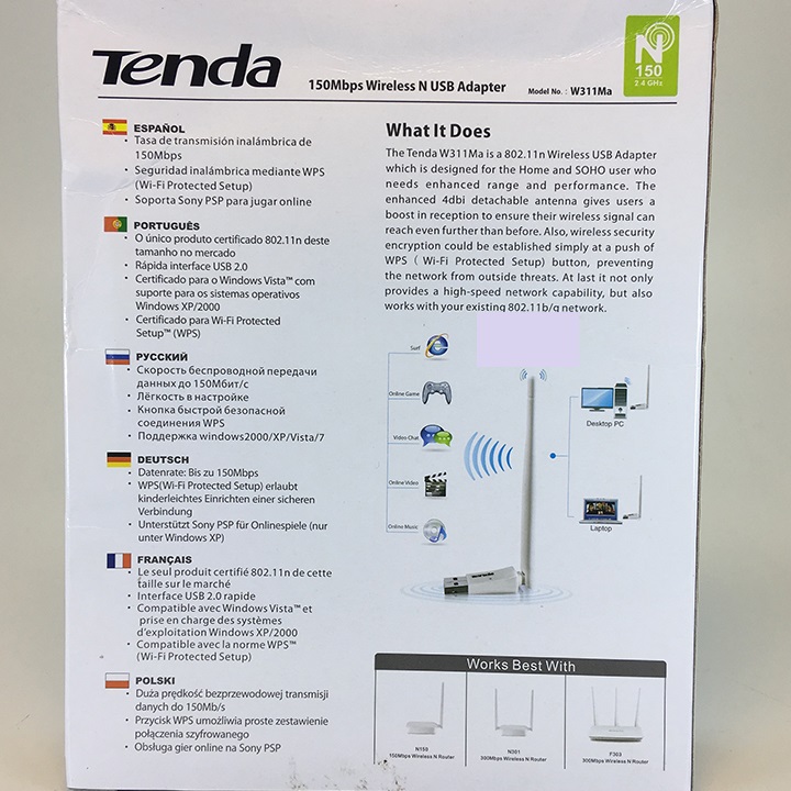 USB thu sóng wifi Tenda chuẩn N W311Ma 150Mbps Hàng nhập khẩu