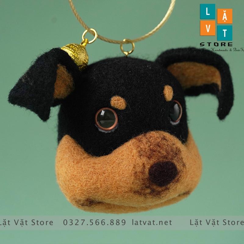 Bộ len chọc chú "Tró" trên ô tô - Needle felting dog - tự làm đồ DIY móc khoá hình chú chó đang ngồi dễ thương
