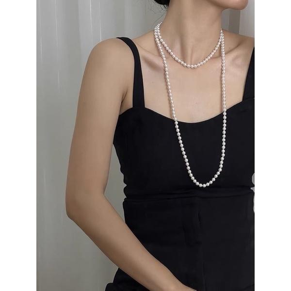 N373 dây chuyền hạt trai sợi dài có khoá tạo được nhiều kiểu dáng xinh xắn cho nữ