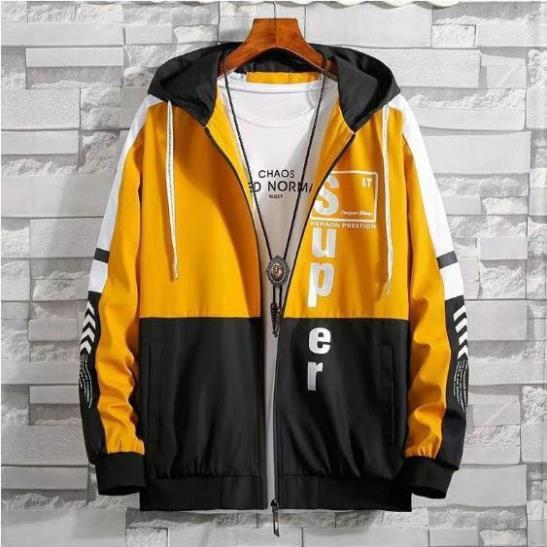 Áo khoác dù in SUPER unisex dành cho nam nữ, jacket form rộng có 3 màu unisex ulzzang