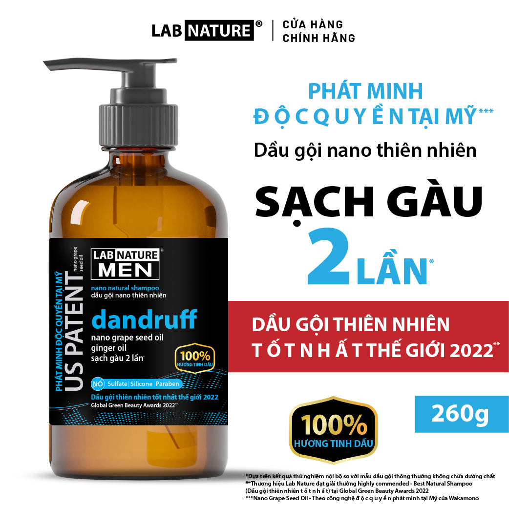 Dầu gội Lab Nature Men Dandruff 260g - Công nghệ Nano Sạch Gàu 2 Lần