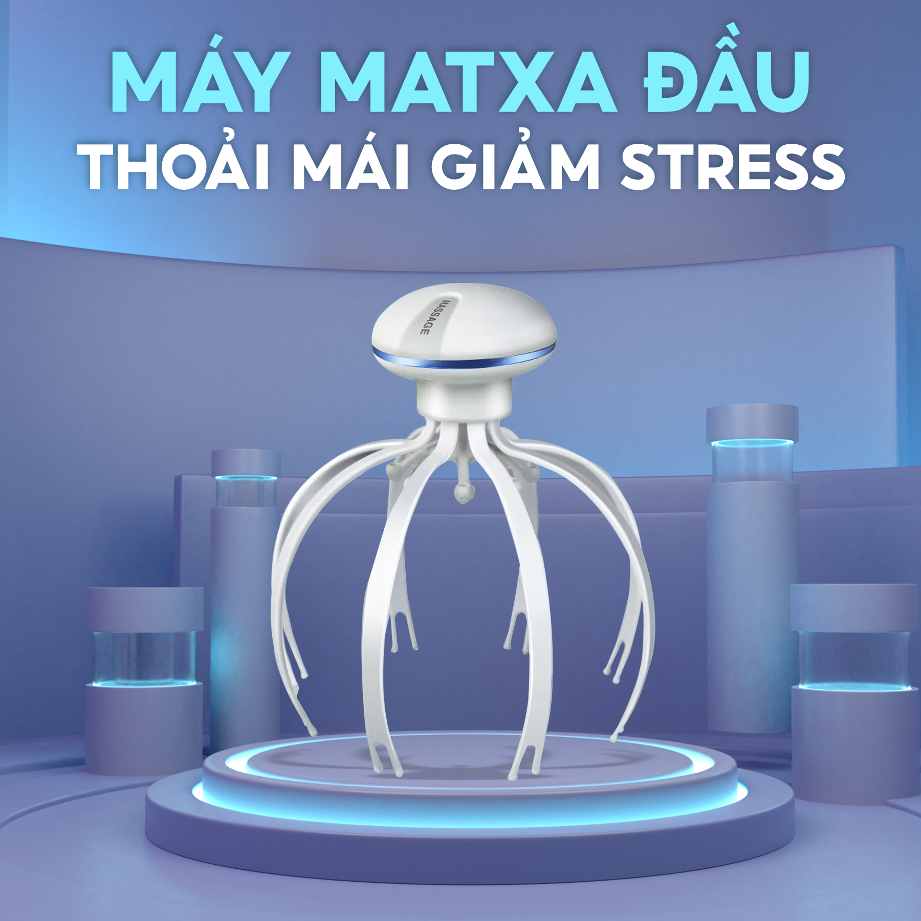 Máy mát xa đầu Half Horse, 8 chân rung sóng âm mát xa 360 độ. Hàng chính hãng