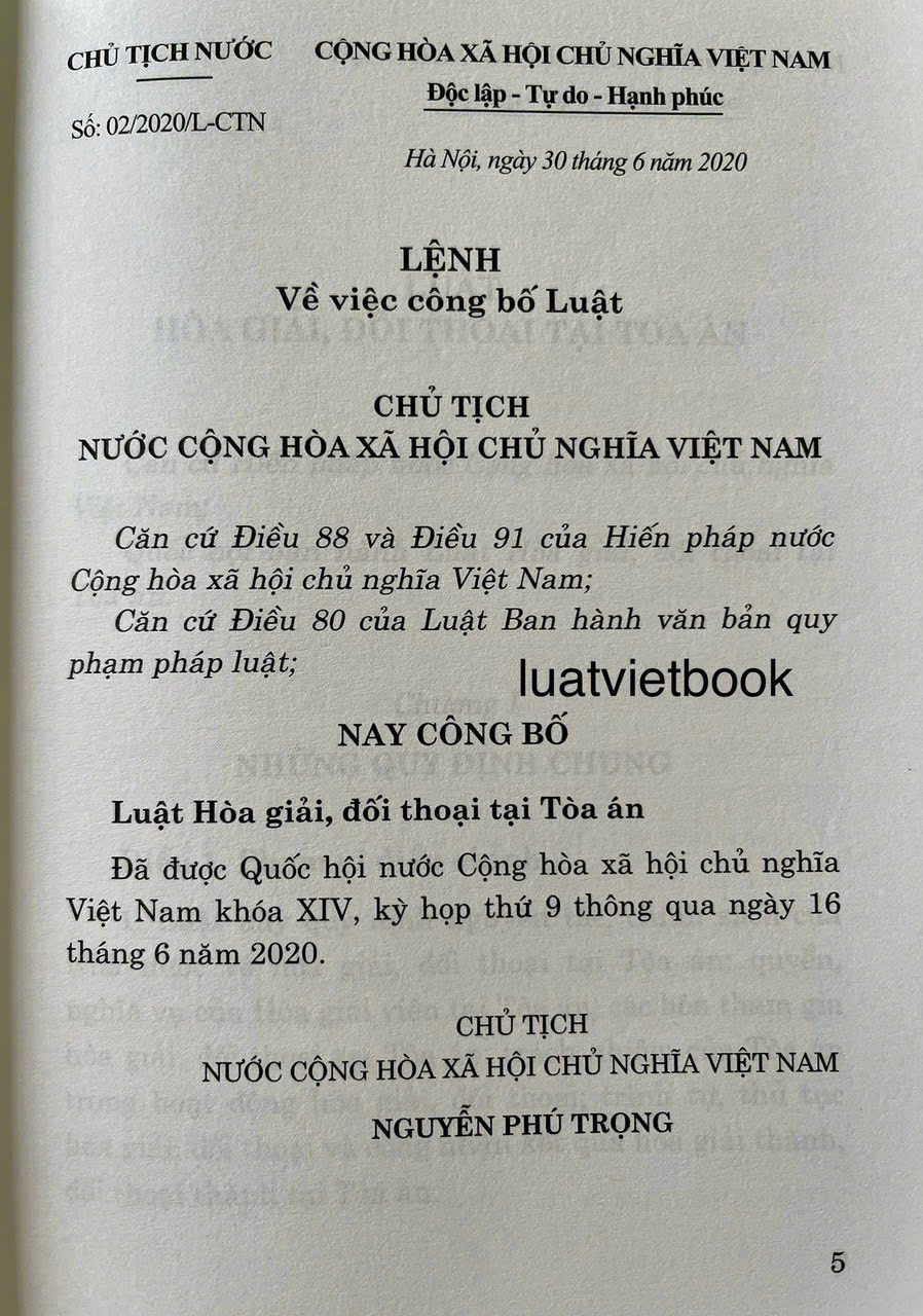 Luật Hoà Giải, Đối Thoại Tại Toà Án