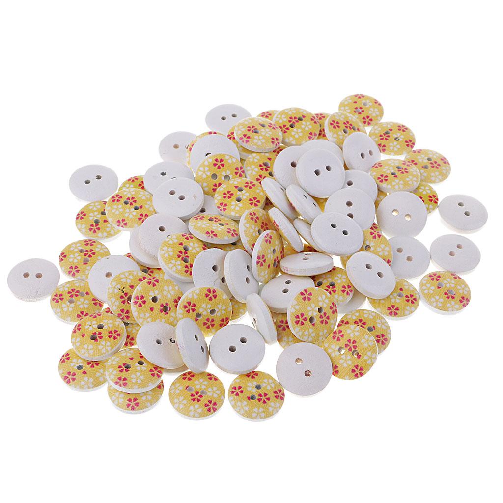 100Pcs Snowflake Wooden Buttons Sewing Clothing Accessories 15mm Yellow