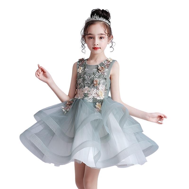 Váy đầm bé gái dễ thương, váy dự tiệc cho bé từ 6-12 tuổi màu xanh lục