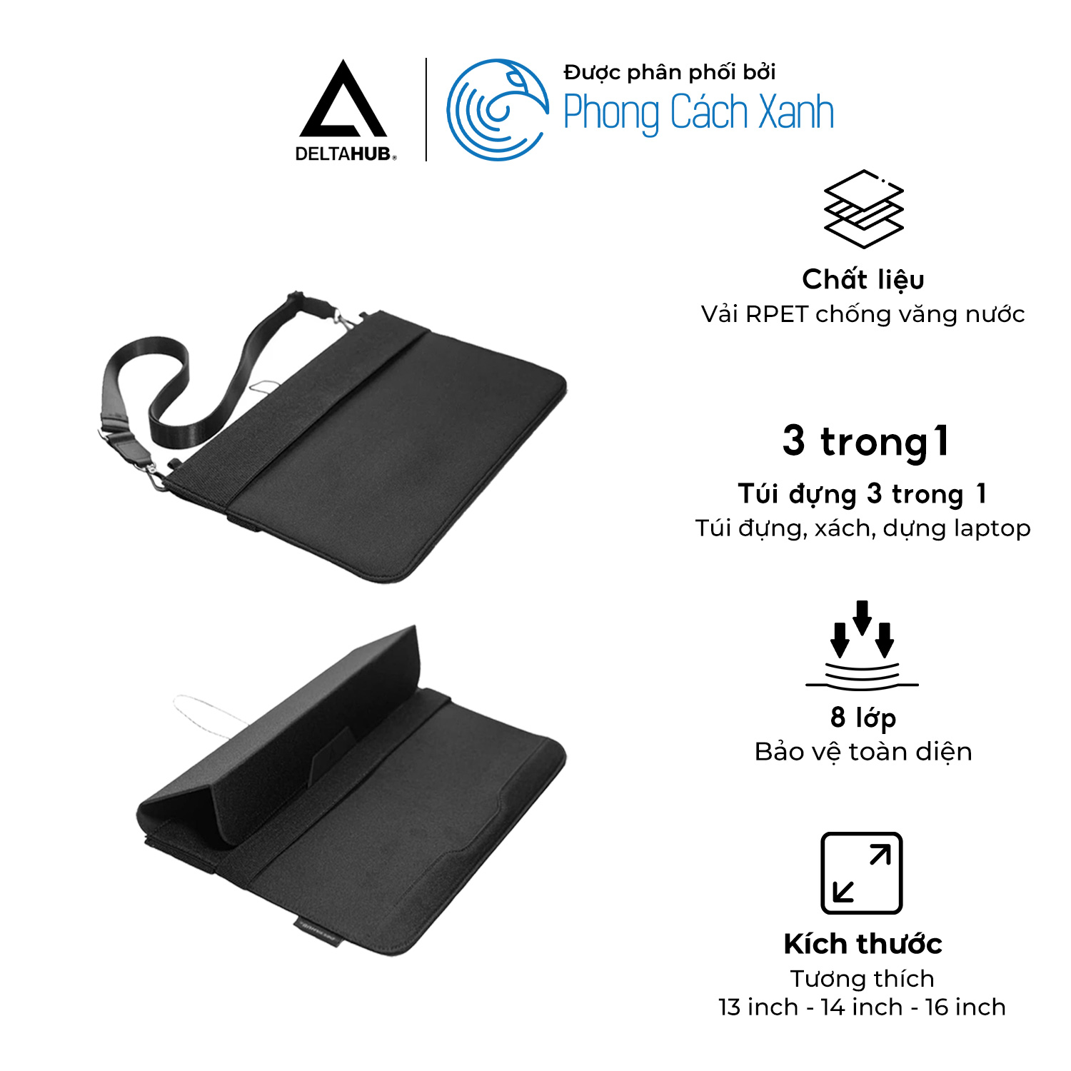 Túi đựng kiêm dựng laptop DeltaHub Formo - 3 in 1 Laptop Bag - Hàng Chính Hãng