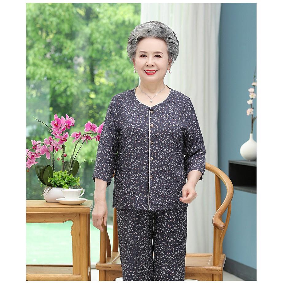 Bộ mặc nhà dài tay cho người già, 4 màu