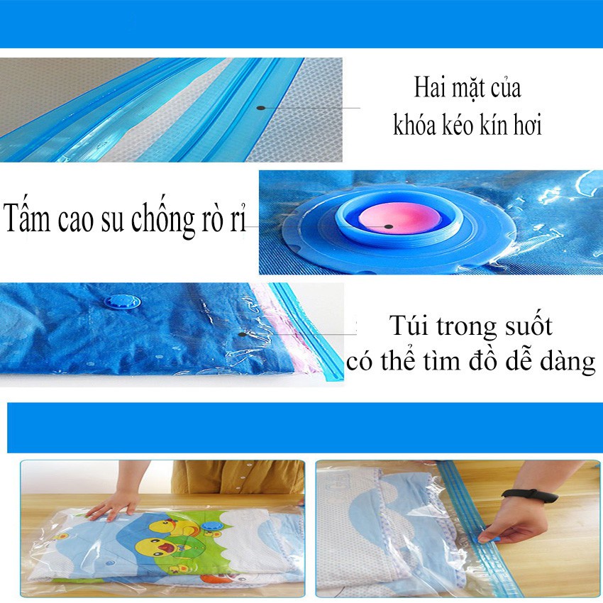Túi Hút Chân Không Đựng Quần Áo, Chăn Ga Gối, Thú Bông - Loại Dày Cao Cấp, Nhiều Hoạ Tiết, Bảo Vệ Quần Áo, Chăn Ga Khỏi Ẩm, Nấm Mốc, Chống Nước Tuyệt Đối