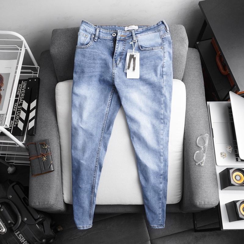 Quần jean nam xanh nhạt hàng cao cấp VNXK co giãn slimfit