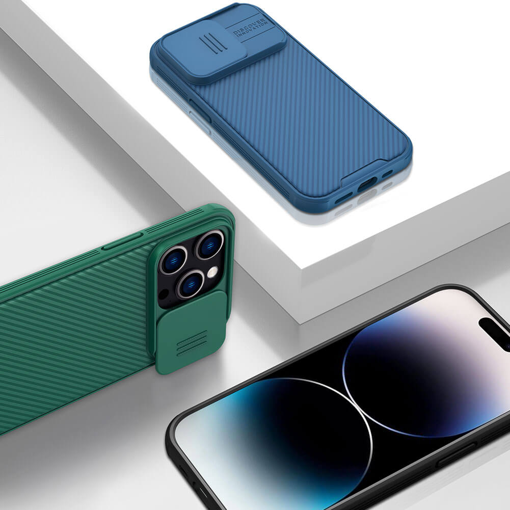 Ốp lưng chống sốc cho iPhone 14 Pro Max bảo vệ Camera hiệu Nillkin Camshield Pro chống sốc cực tốt, chất liệu cao cấp, có khung & nắp đậy bảo vệ Camera - hàng nhập khẩu