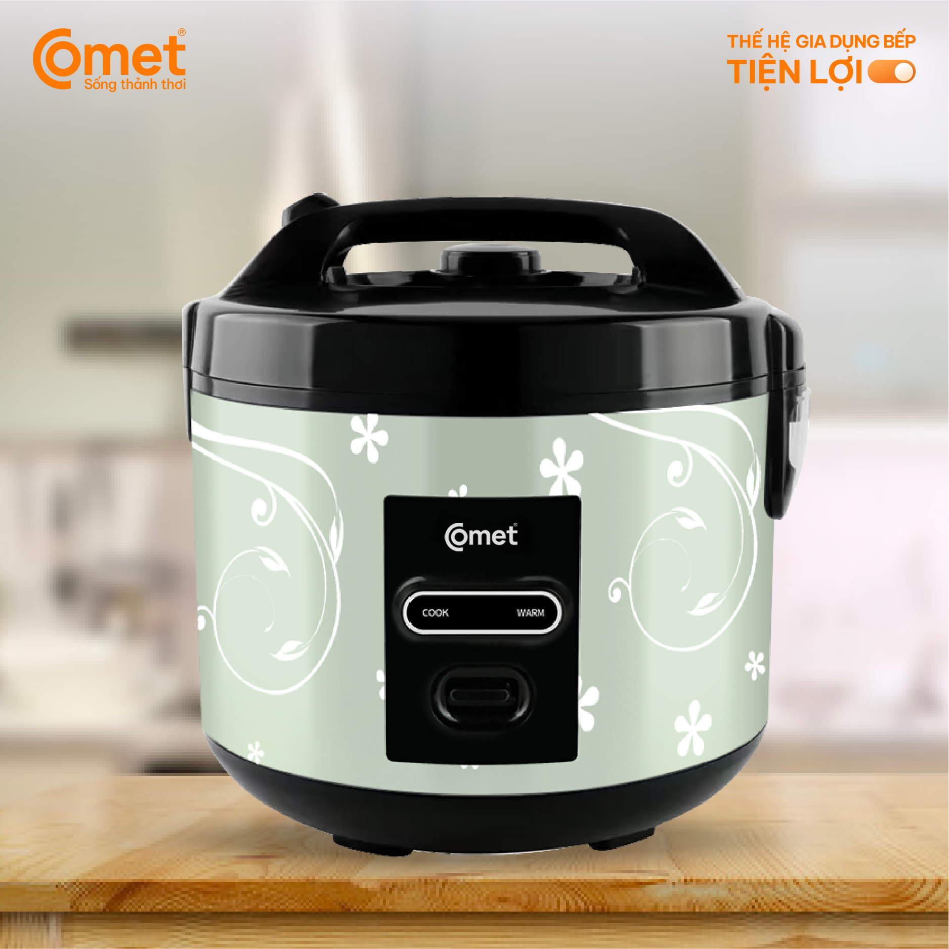 Nồi cơm điện Comet CM8016 dung tích 1.8L – Công suất 700W, chống dính cao cấp, giữ ấm 5 giờ – Bảo hành hàng chính hãng 12 tháng