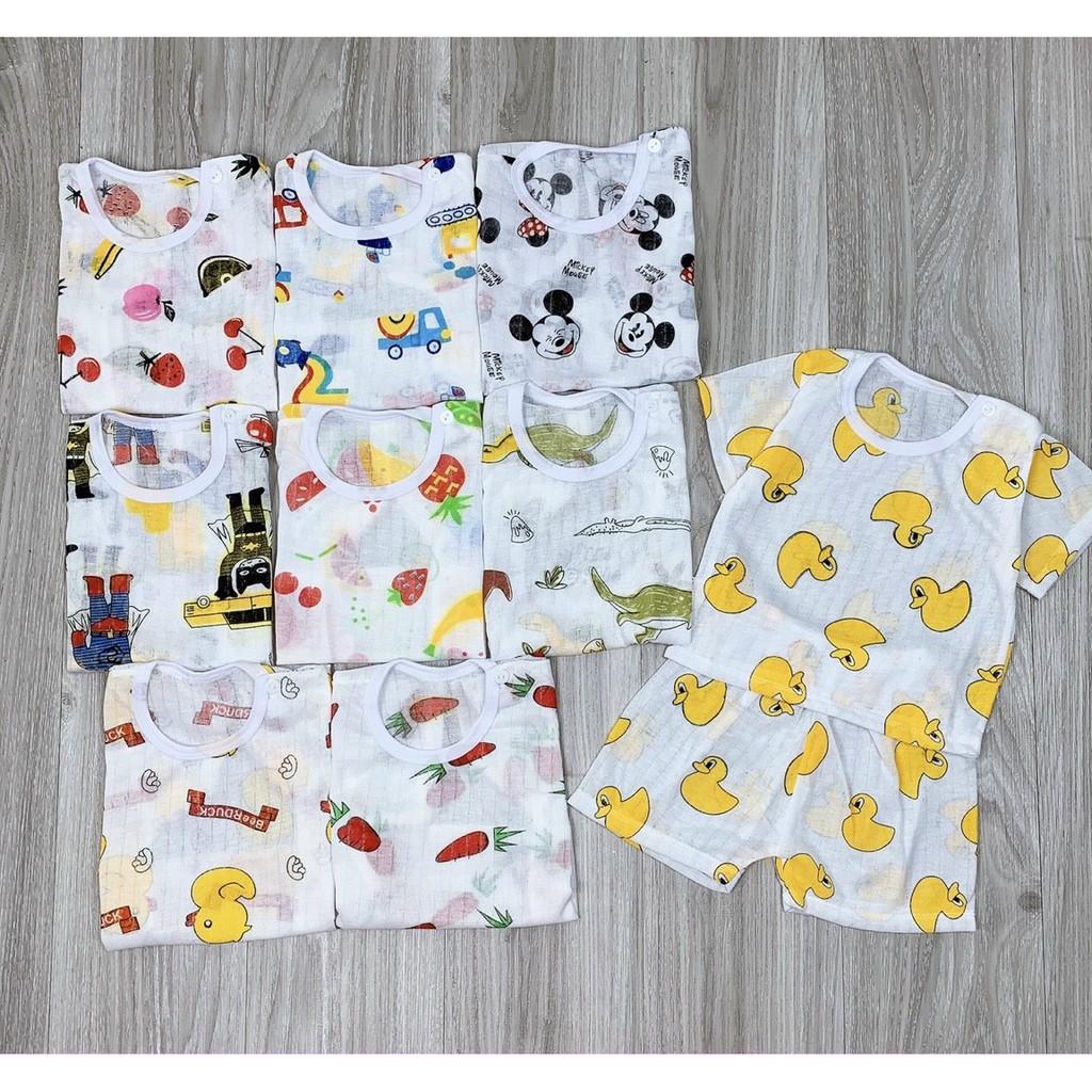 Bộ coton giấy cộc cho bé trai bé gái size 4-15kg