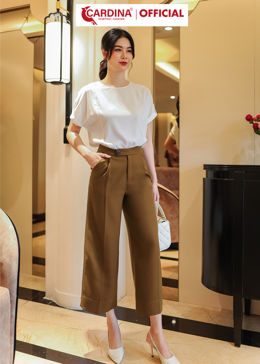 Quần Suông Lửng Nữ CARDINA Chất Tuyết Mưa Hàn Cạp Quai Nhê Tôn Dáng Che Khuyết Điểm 3QF06