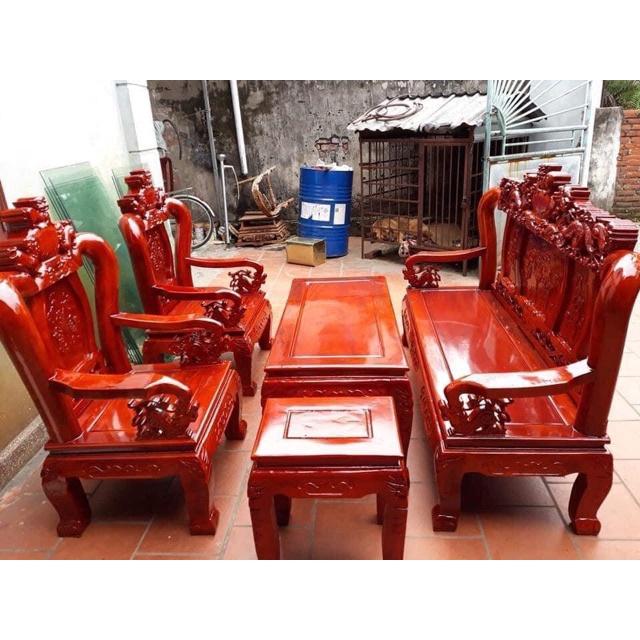 Bàn ghế Nghê Đỉnh gỗ Xà Cừ