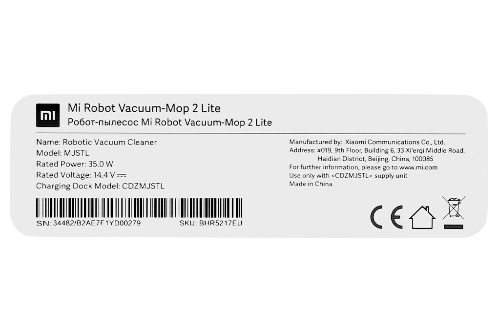 Robot hút bụi lau nhà Xiaomi Vacuum Mop 2 Lite BHR5217 - Hàng chính hãng