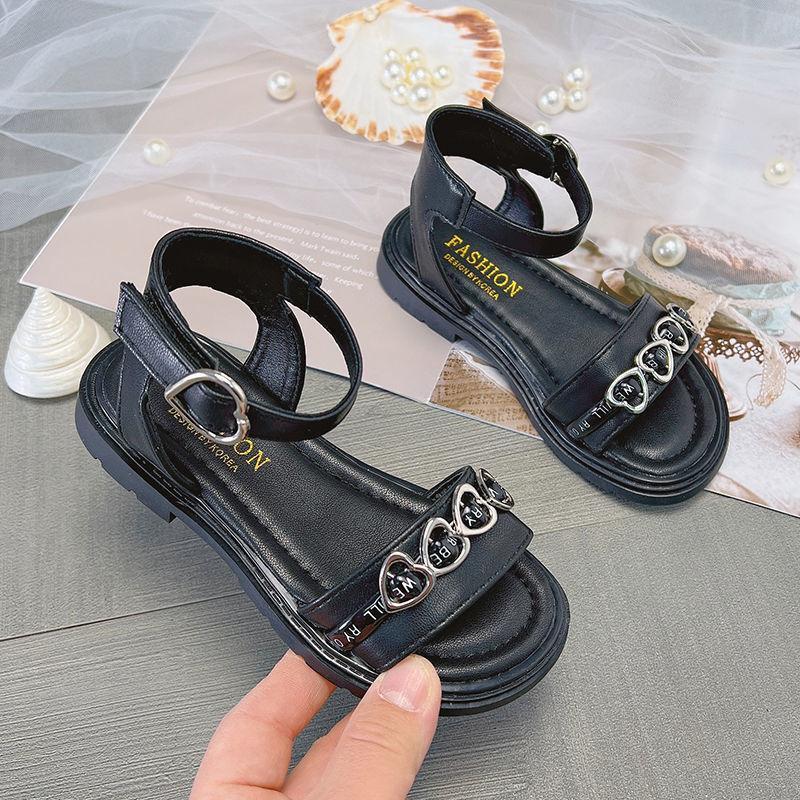 Sandal cho bé gái Dép La Mã xăng đan quai ngang Xăng đan trẻ em đế mềm chống trượt họa tiết trái tim