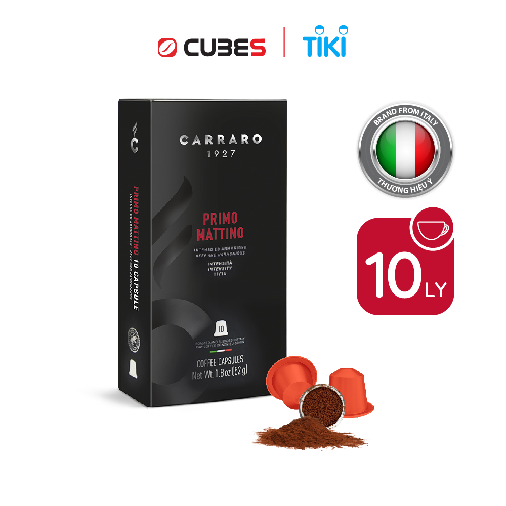 Cà phê viên nén Carraro Primo Mattino -Tương thích với máy capsule Nespresso