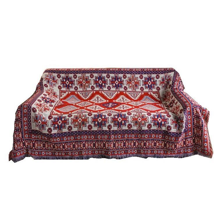 Thảm Sofa vintage, Thảm Trang Trí Thổ Cẩm Đỏ 180x230cm