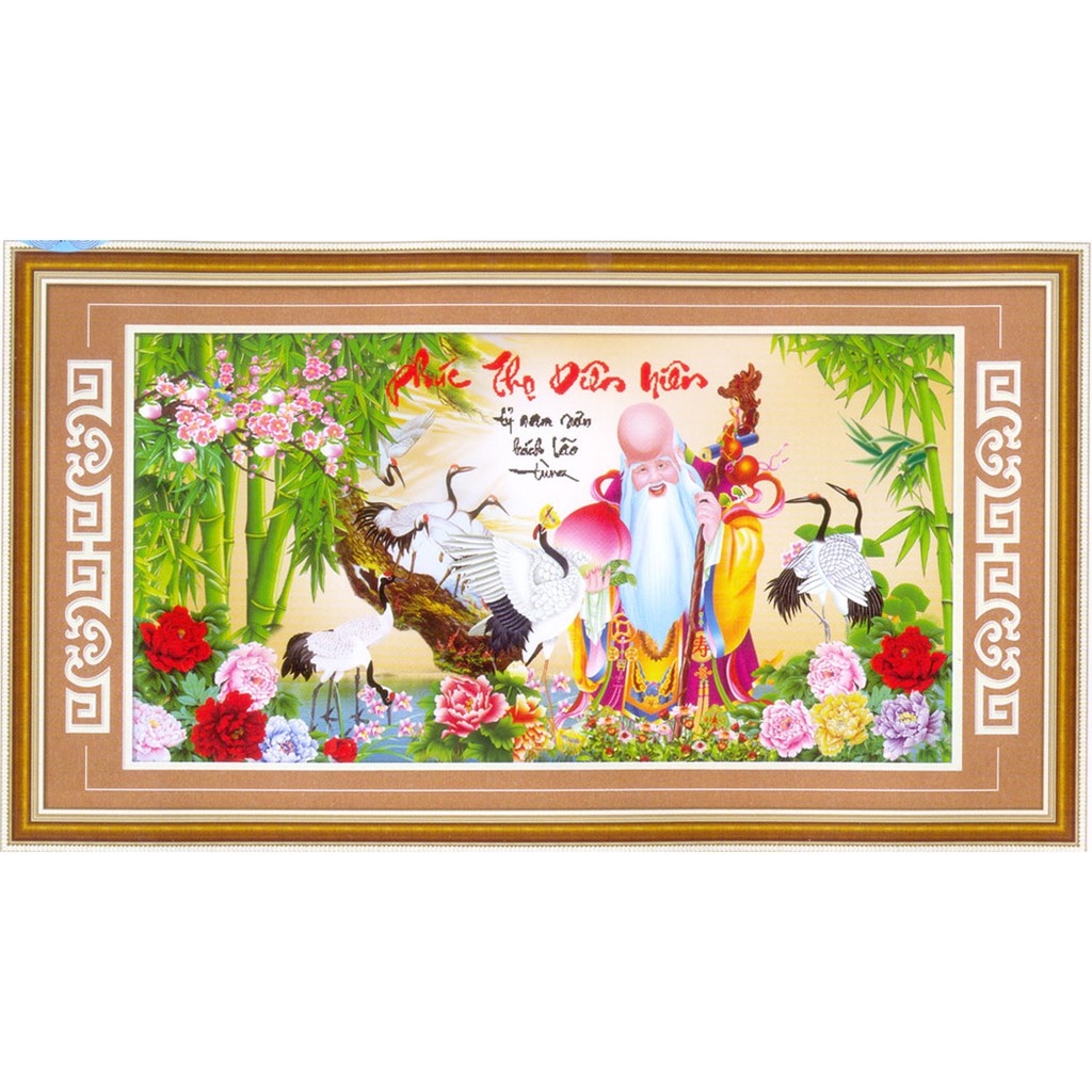 Tranh thêu chữ thập 3D Phúc Thọ Diên Niên chưa thêu