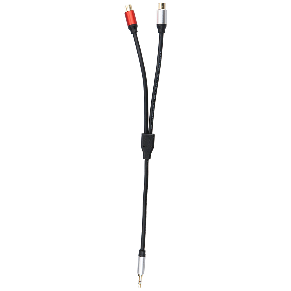 Cáp Âm Thanh 3.5mm Male Sang Kép Rca Female Âm Thanh Nổi Dây Cho Bộ Trộn Khuếch Đại SV 0,3m, Màu Đen