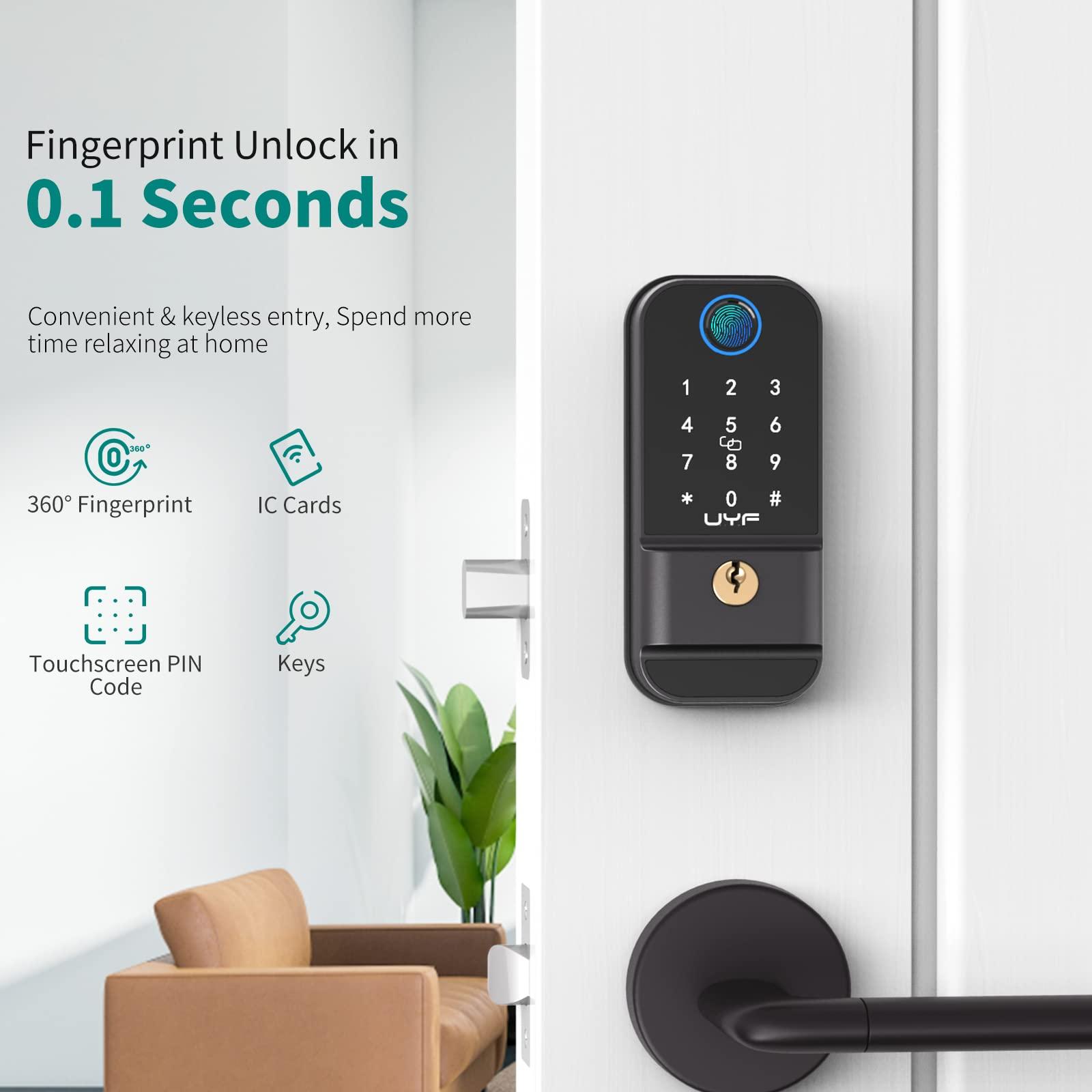 Hornbill vân tay khóa cửa không khóa M4 Smart Deadbolt Khóa phía trước Bàn phím điện tử cho Home Office Auto Lock Card IC