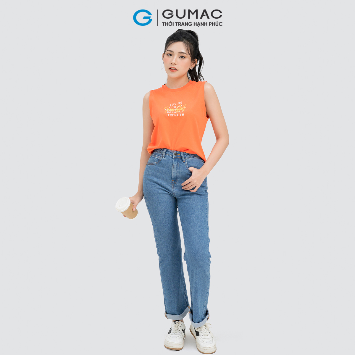 Quần jeans nữ ống đứng tôn dáng trẻ trung năng động thời trang Gumac QJD04051