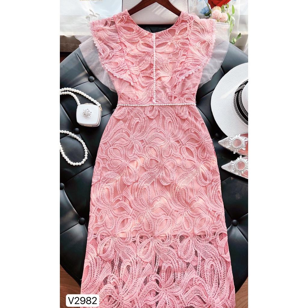 Đầm Thiết Kế, Váy Thiết Kế JEN DRESS Chất Liệu Ren Cao Cấp Màu Hồng Pastel - Thanh Lịch Nữ Tính